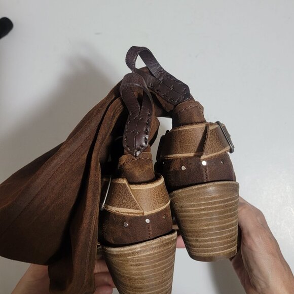 NEW Free People Denver Double Buckle Boots Womens 8.5 Chocolate Brown Western - Picture 7 of 11